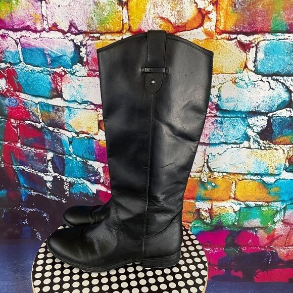 Frye & Co Tania Black Leather Pull On Tall Riding Boots Equestrain Size 6 1/2 - Picture 12 of 16